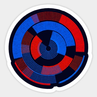 Geometric Abstract modern red blue Sticker